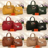 tas hermes branded murah cantik 2in1