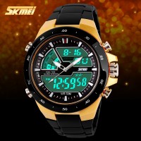 Jual Jam Tangan SKMEI Sporty Digital Analog LED Pria Anti Air (GOLD) Murah