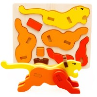Jual Puzzle Patung Kayu 3D Mainan Edukatif Edukasi Anak - Harimau - PC001 Murah