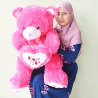 Jual Boneka Teddy Bear Besar Pink Fanta I Love You Uk.80cm Murah