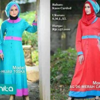 BAJU MUSLIM GAMIS ALNITA AG 06 HIJAU TOSCA MERAH CABE BAHAN KAOS