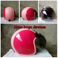 Helm Bogo Retro Semi Kulit GIX Pink SNI + Kaca Bogo Ori