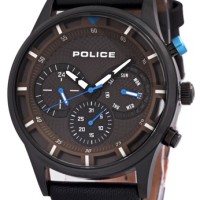 Police Jam Tangan Pria Casual - Hitam Tali Kulit-Pl14383jsb/16