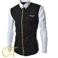 executive dark lengan putih fi/baju pria/kemeja lengan panjang