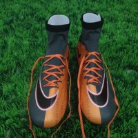 sepatu sepak bola nike superfly IV grey orange grade ori import