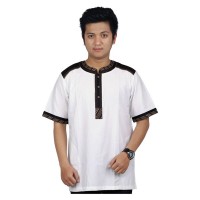Busana Baju Muslim Koko Pria Cowok Casual Lengan Pendek RZ20 Putih