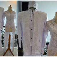 Jual Kebaya Couple Pengantin Muslim akad nikah ijab kabul putih Modern baru Murah