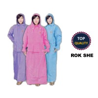 Jual Jas hujan jaket rok wanita she murah pink biru Murah