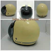 Helm Bogo Retro Klasik AIZO Crem Polos SNI + Kaca Bogo Ori