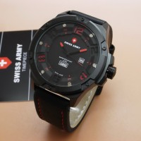 Jam Tangan Pria Original - Swiss Army SA3036 (Black Red)