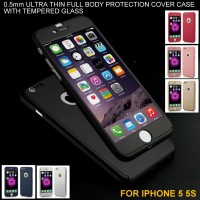 Jual 0.5mm Full Body Protection Case Cover with Tempered Glass iPhone 5 5s Murah