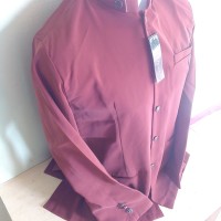 Jasko Polos Warna Merah Bata Jas Baju Koko Muslim Bahan Twis Elegan