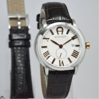 JAM TANGAN MERK AIGNER ORIGINAL PRIA/COWOK KULIT FORMAL
