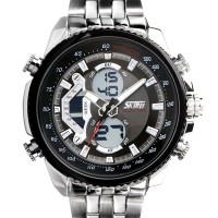 Jual ORIGINAL SKMEI Jam Tangan Pria Rantai Anti Air Casual ada LED Casio Murah