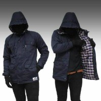 Jual jaket parka navy kombinasi flanel Murah