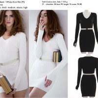 Dress Bodycon Putih, Hitam, Soft Katun Knit Murah Import, Elegan