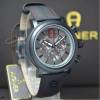 JAM TANGAN PRIA/COWOK MERK AIGNER BARI ORIGINAL SPORT CRONO KULIT