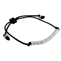 Gelang tali dengan bola-bola perak asli 925 OBR018BK