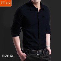 Baju HEM atasan Pria SIZE XL MILER ARMY warna HITAM Slimfit keren