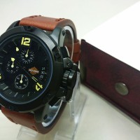 Jam Tangan Pria / Cowo Harley Davidson Binto Coklat Kuning