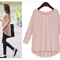 21923 BAJU BLUS FASHION WANITA KOREA LENGAN PANJANG PITA SIMPLE POLOS