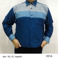 Baju Kemeja Batik Regular Fit V01A (Fashion Pria Jas Dasi Muslim Koko