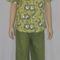 baju tidur/piyama dewasa motif little owl celana panjang kerah batik