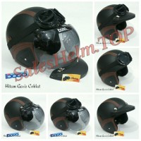 Jual HelmRetro SNI Bogo Import 3 in 1 Hitam Garis Coklat Murah