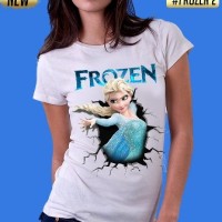 Jual kaos 3d/baju/distro/switer/tshirt film kartun anak barbie frozen putih Murah