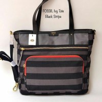 JUAL TAS FOSSIL IVY TOTE BLACK STRIPE TB ORIGINAL ASLI