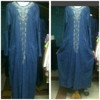 gamis jeans bordir depan blkg ada kancing