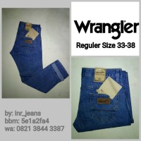 celana jeans pria wrangler, jeans reguler jeans panjang