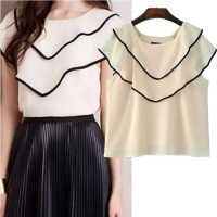 40076 BAJU SABRINA GAUL TRENDY PUTIH LAYER KEREN DINNER CANTIK WANITA