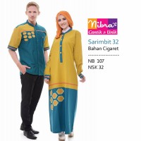 Baju Muslim Couple Nibras Sarimbit 32 Bhan Cigaret Kuning-Toska Bordir