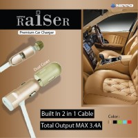 Jual Hippo Premium Car Charger / Charger Mobil Raiser 3.4A / 2 in 1 Murah