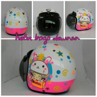 HELM BOGO RETRO SNI AIZO ANIMAL PINK PUTIH