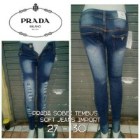 CELANA JEANS PANJANG WANITA PRADA SOBEK TEMBUS NO 27 28 29 30