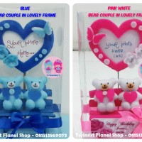 Jual Kado Unik Romantis (Anniversary Valentine): Bear Couple & Lovely Frame Murah