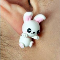 Jual anting kelinci imut bunny cute handmade clay Murah
