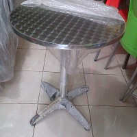 meja aluminium stainless bulat kursi outdoor cafe foodcourt kantin caf