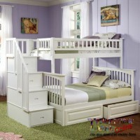 Tempat Tidur Anak Tingkat Ranjang 2 Susun Modern Kayu Mahoni