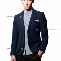 Jual Jas Blazer Blue Skinny Suit Murah