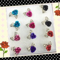 anting anting pita mawar rose ribbon anting tusuk giwang