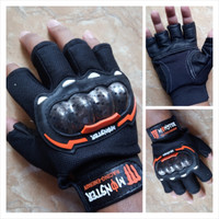 Jual Sarung Tangan Monster Racing Energy Half Finger Warna Orange Murah