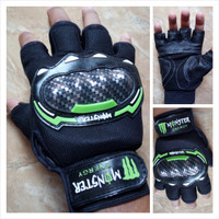 Jual Sarung Tangan Monster Racing Energy Half Finger Warna Hijau Murah