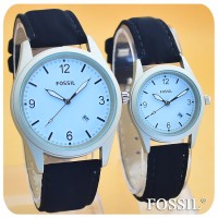 JAM TANGAN FOSSIL TITANIUM WHITE BLACK COUPLE