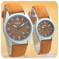 JAM TANGAN FOSSIL TITANIUM BROWN COUPLE