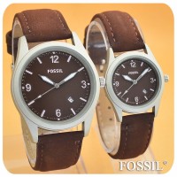 JAM TANGAN FOSSIL TITANIUM DARK BROWN COUPLE