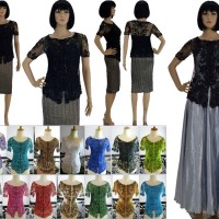 Jual Kebaya Sabrina lengan pendek Pesta wisuda modern brokat tile payet Murah