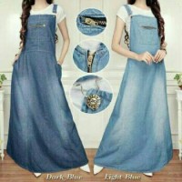 Jual overall jeans denim rok panjang muslim wanita setelan hijab Murah